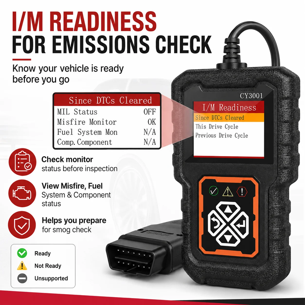 Creader 3001 OBD2 Scanner, Engine Fault Code Reader Mode 6 CAN Diagnostic Scan Tool for All OBDII Protocol Cars Since 1996 gallery 2