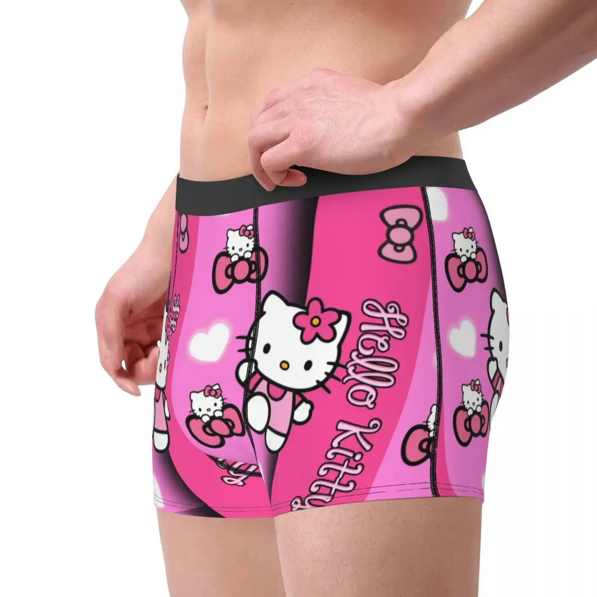 Custom Hello Kitty Underwear Men Stretch Kitty White Boxer Briefs Shorts Panties Soft Underpants For Male