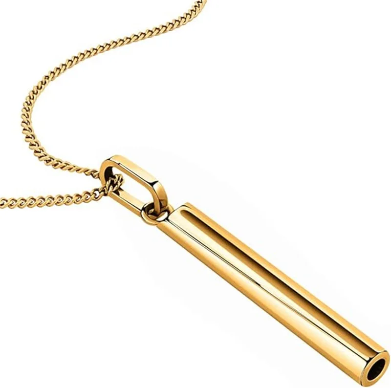 Mindfulness Pendants Stainless Steel Whistle Necklace Regulates Breathing Three-dimensional Meditation Anxiety Party Jewelry