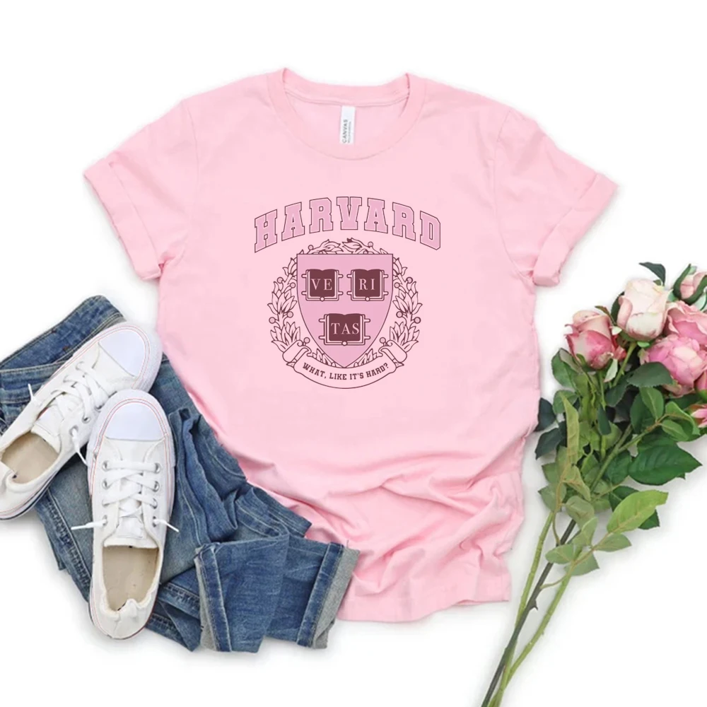 Harvard Legally Blonde T Shirt What Like It\'s Hard Shirt Elle Woods Crewneck T-Shirt Women Tshirts Aesthetic Clothes Casual Tops