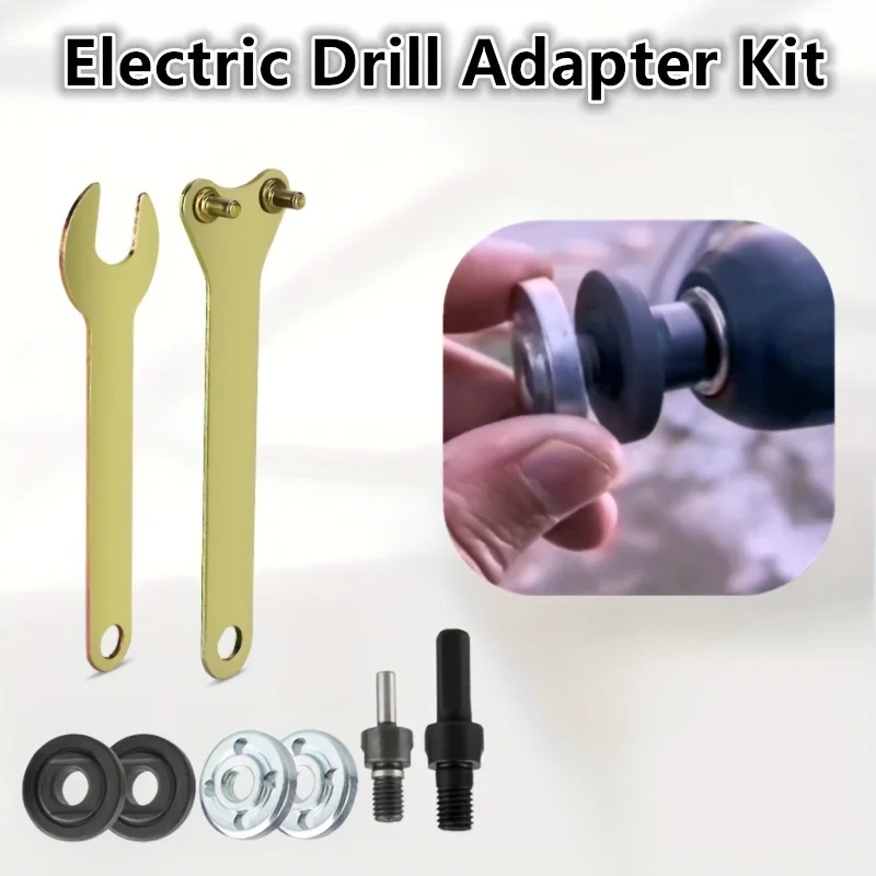 

8 шт., комплект адаптеров для головки преобразования стальной электрической дрели, нажимная пластина, оправки, шатуны, применимые к проектов DIY