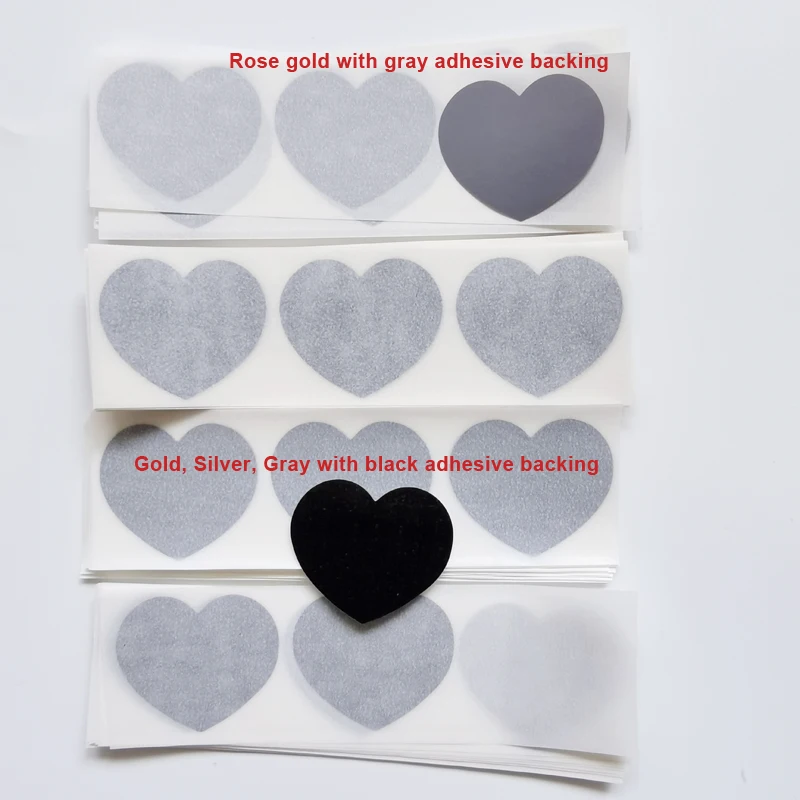 Love Heart Scratch Off Sticker 100pcs 30x35mm Silver Grey Rose Gold