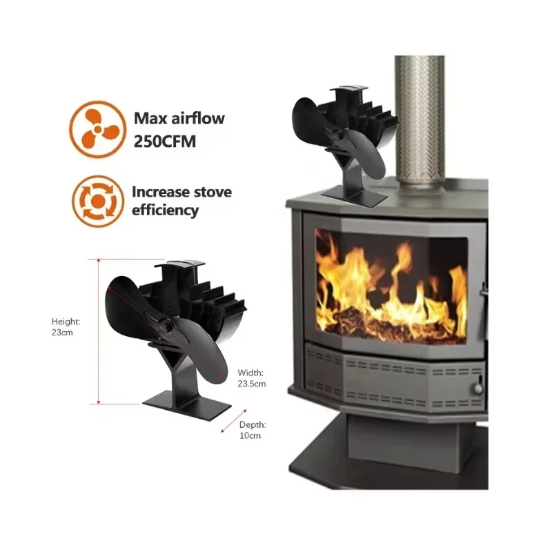 High quality Ecofan independent energy-saving fireplace fan high airflow thermal power stove fan