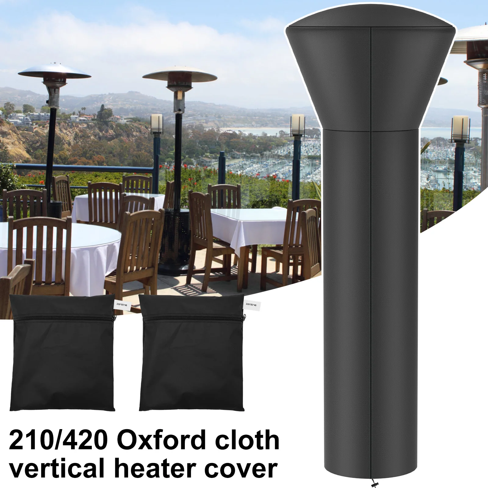 

Patio Heater Cover Oxford Fabric Outdoor Heater Cover Waterproof Garden Heater Cover with Zipper Dust-Proof Windproof