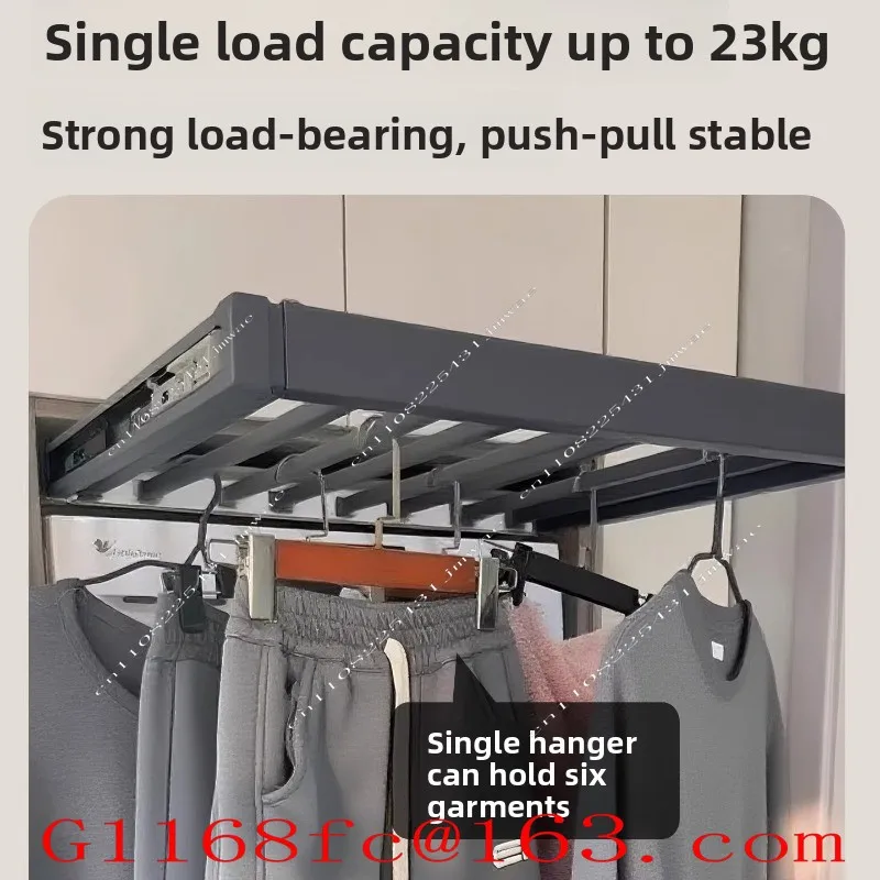 Hidden Rebound Hanging Rod Above The Pull-out Clothes Rack of The Washing Machine, Invisible Telescopic Clothes Rack