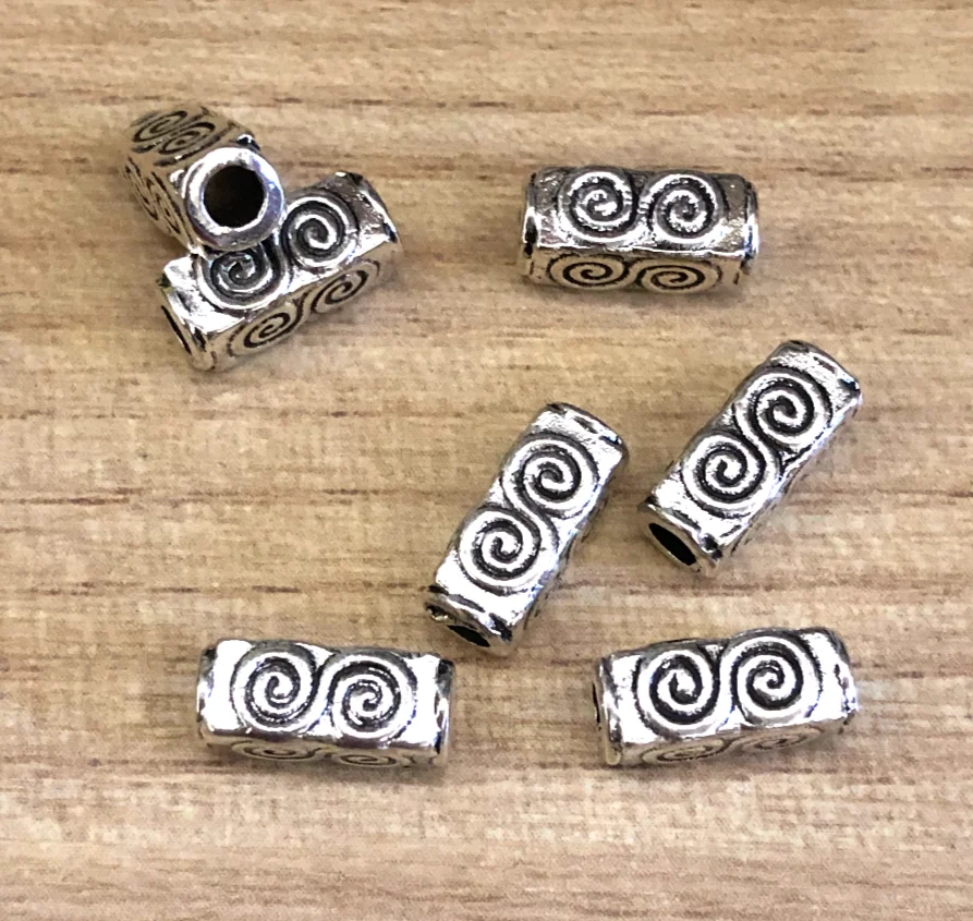 

20 шт. 10,5x5,5 мм, отверстие 2 мм, металлические тибетские серебряные квадратные бусины-разделители для ювелирных изделий HWYC0015