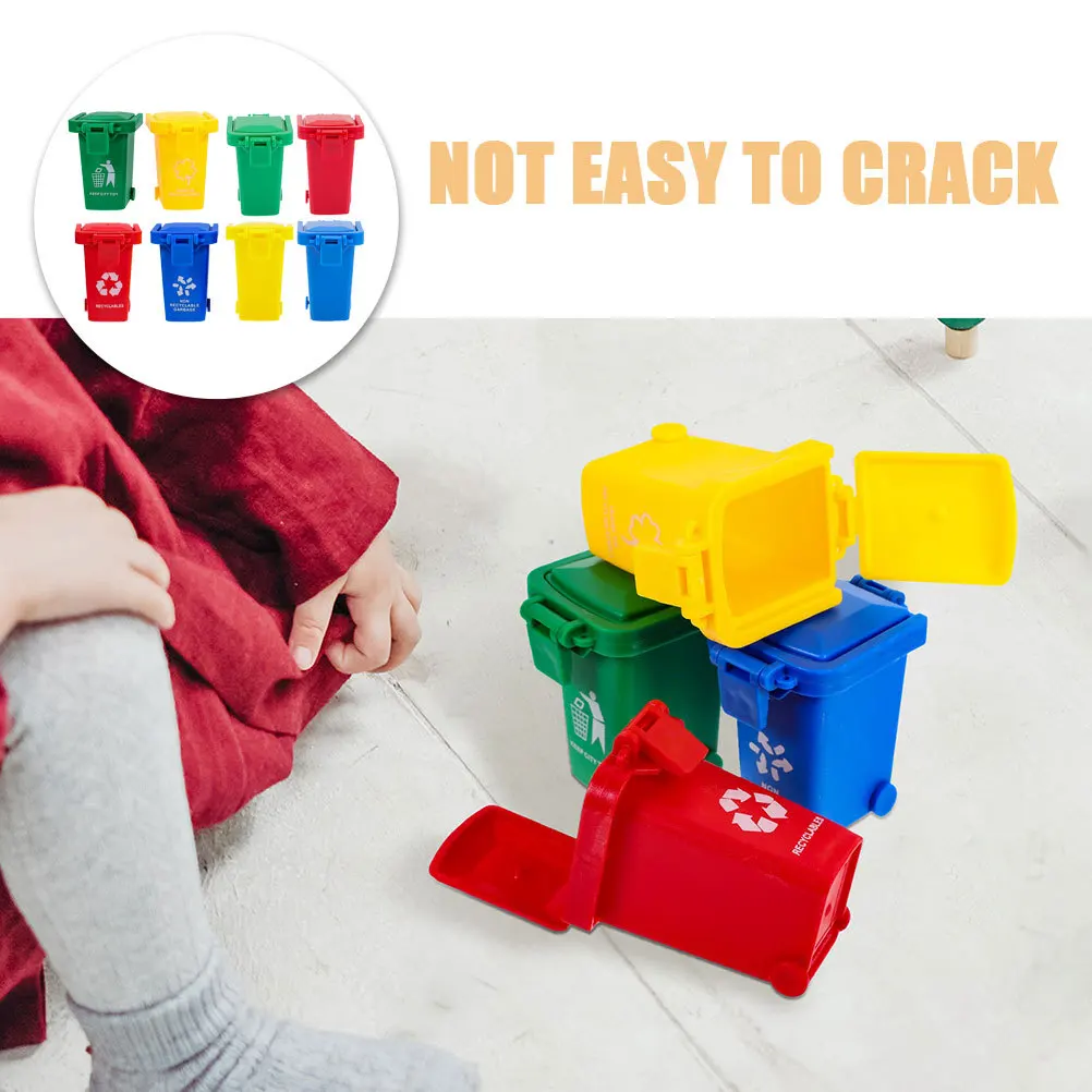 Mini cubo de basura con tapa para escritorio, cocina, oficina, almacenamiento de papelería, pequeño cubo de basura multiusos, 8 Uds.