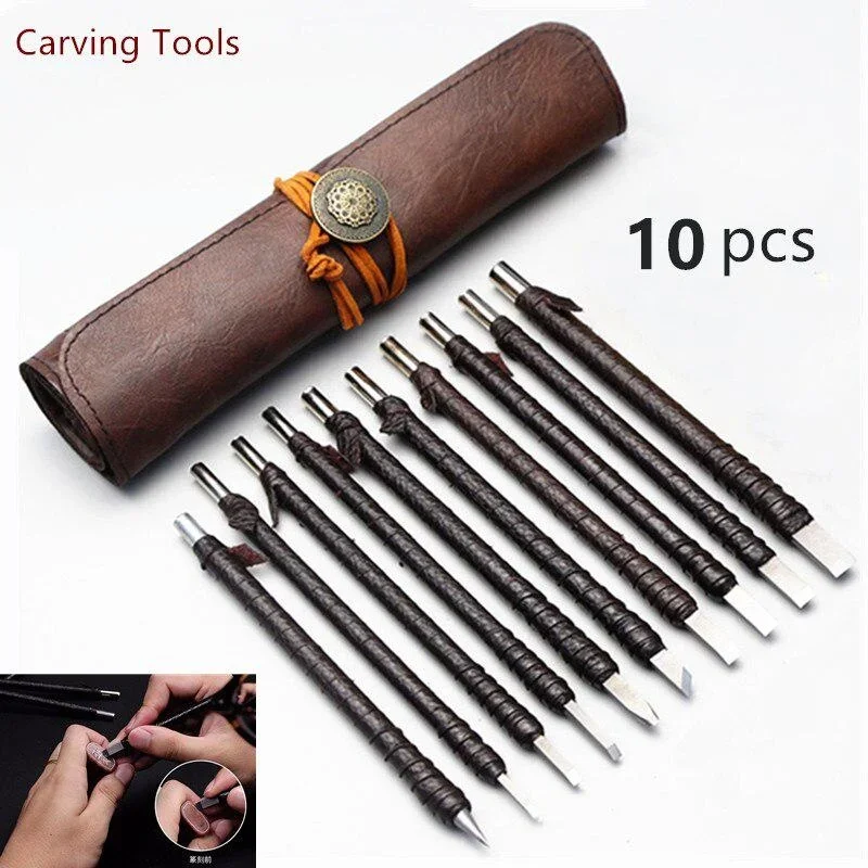 Imagem -06 - Professional Tungsten Steel Stone Carving Hand Tools Grupo Carving Cinzel Woodworking Tool Pcs Pcs 10 Pcs