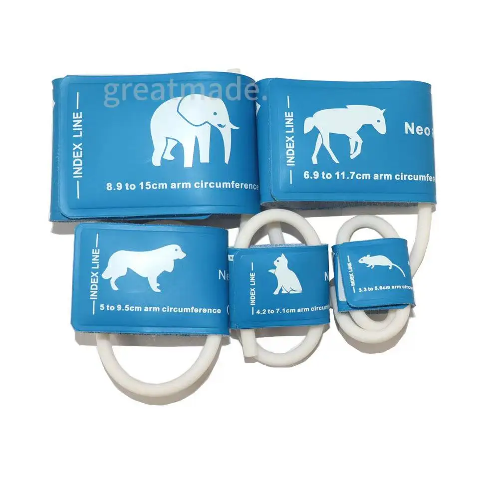 Animal Printed Blue Single Tube Disposable BP Cuff Disposable NIBP Blood Pressure Cuff Veterinary Animal Hospital Accessory