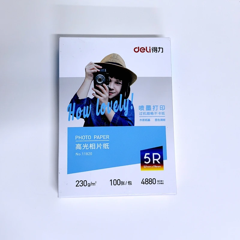 ورق صور لامع من ديلي 11820 230 جرام 100 ورقة/حقيبة ورق طابعة نفاث بالحبر الملون مقاس 7 بوصة 5R (127 × 178 مم) لطباعة الصور #1