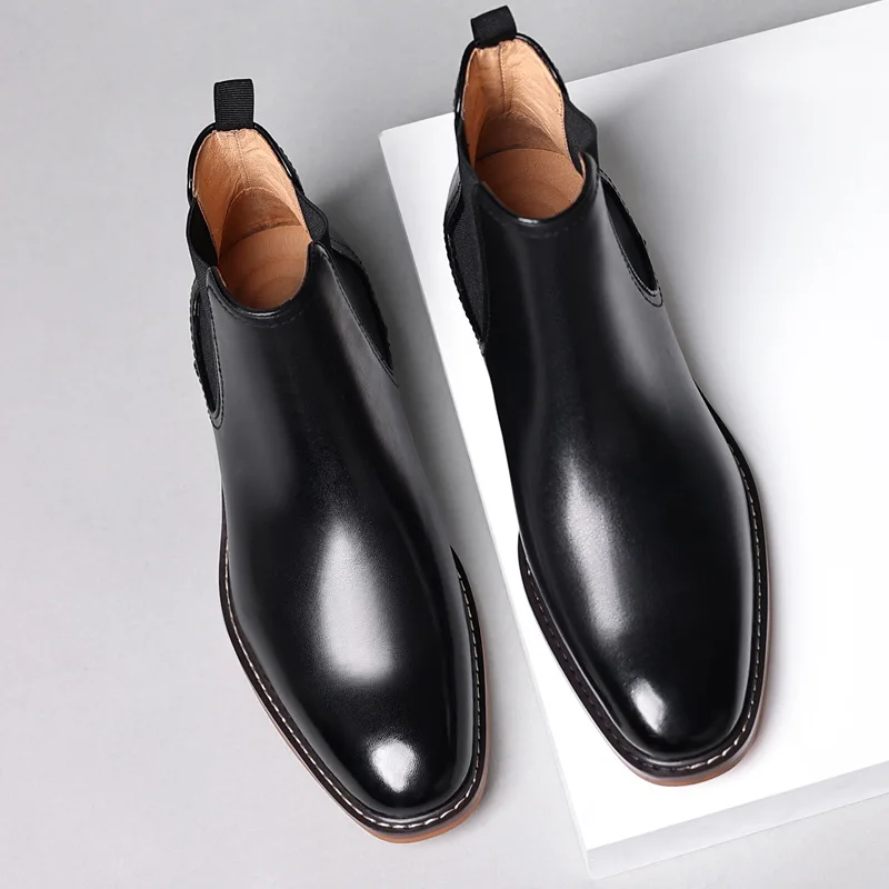 Retro Mens Chelsea Boots Handmade Quality Elegant Slip on British Style Autumn Fashion Casual Business Social Wedding Shoes Man