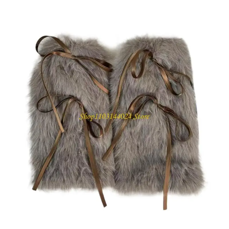 N5ke harajuku غطاء الحذاء النساء اللطيف شريط القوس فروي أفخم الساق البيضاء الجوارب أكثر دفئا #3