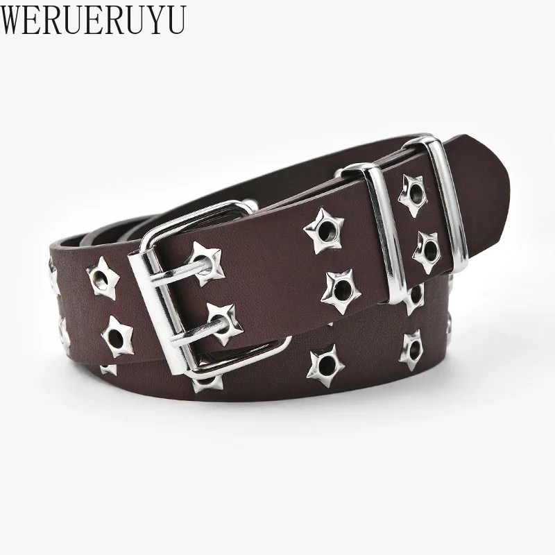 Punk Casual Hollow Out Decoration Belt for Men Women Cowboy Clothing Accessories Female Fashion Punk PU Leather Y2k Belts 2024