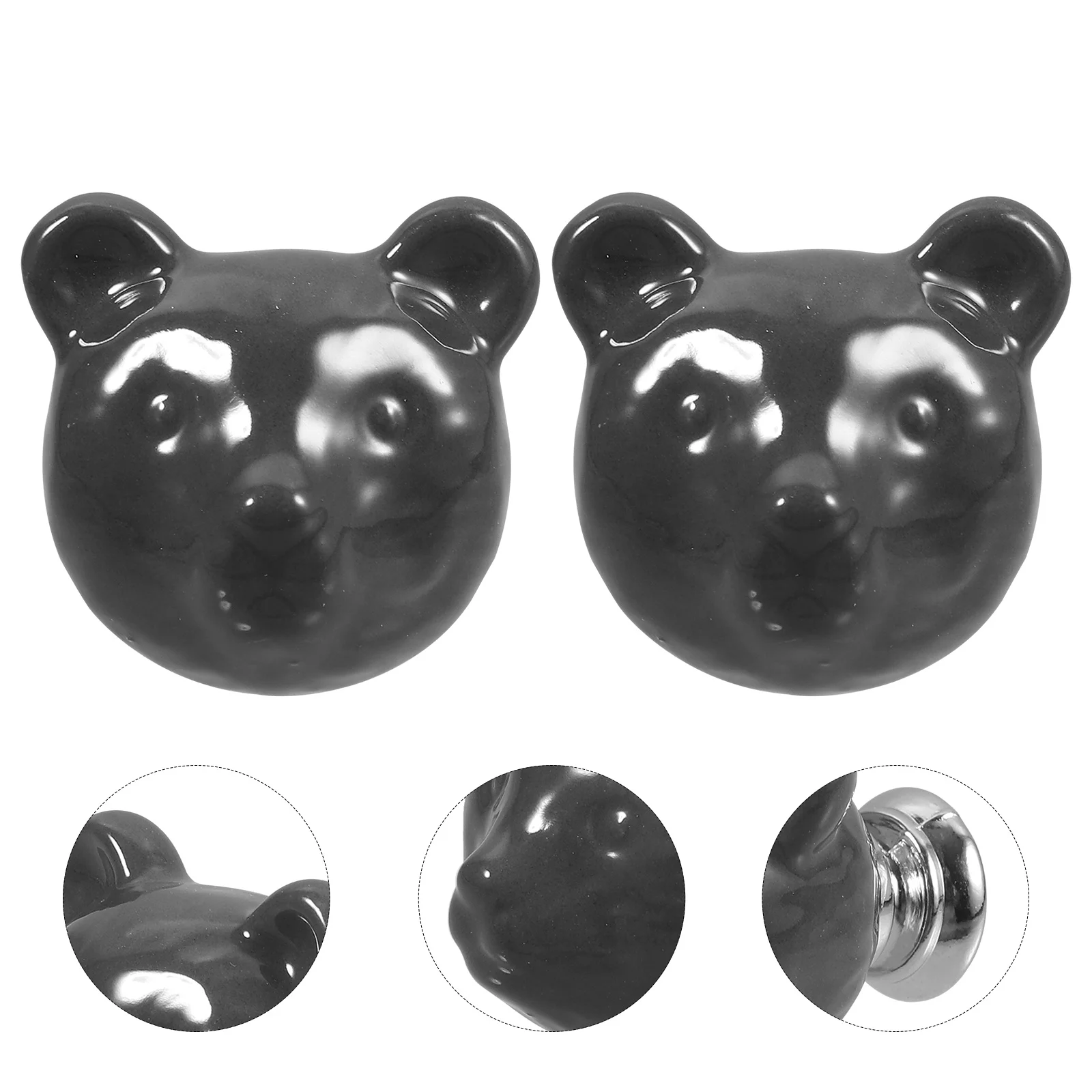 2Pcs Cartoon Ceramic Drawer Knobs Classical Pumpkin Style Beautiful Patterns for Wardrobe Chest of Drawers Grey Color