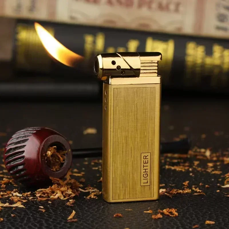 

New Oblique Fire Tube Press Lighter Smoking Special Pipe Lighter Metal Open Flame Multi-function Cigarette Lighters Gadgets Gift