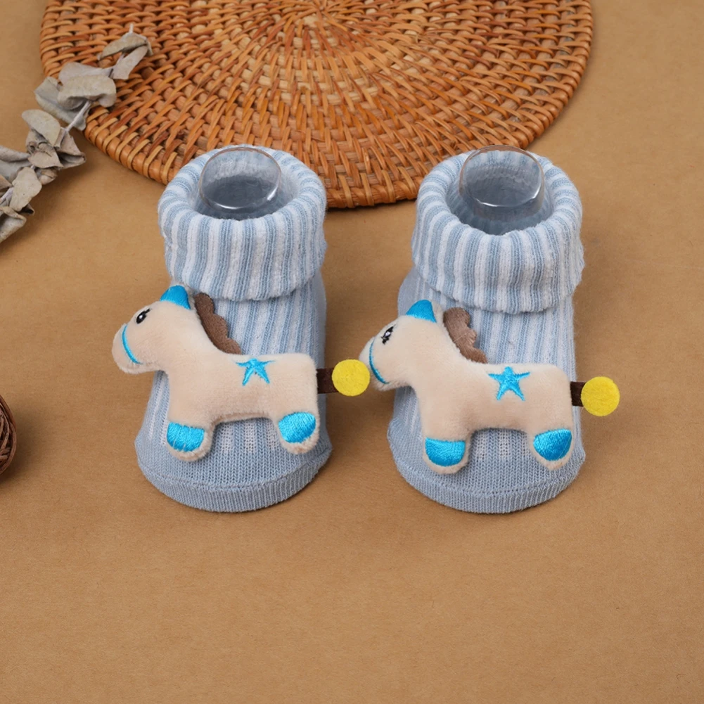 Cute Cartoon Doll Newborn Socks for Boys Girls Winter Soft Anti Slip Cotton Sock Solid Infant Toddler Socks Baby Clothing 0-12M
