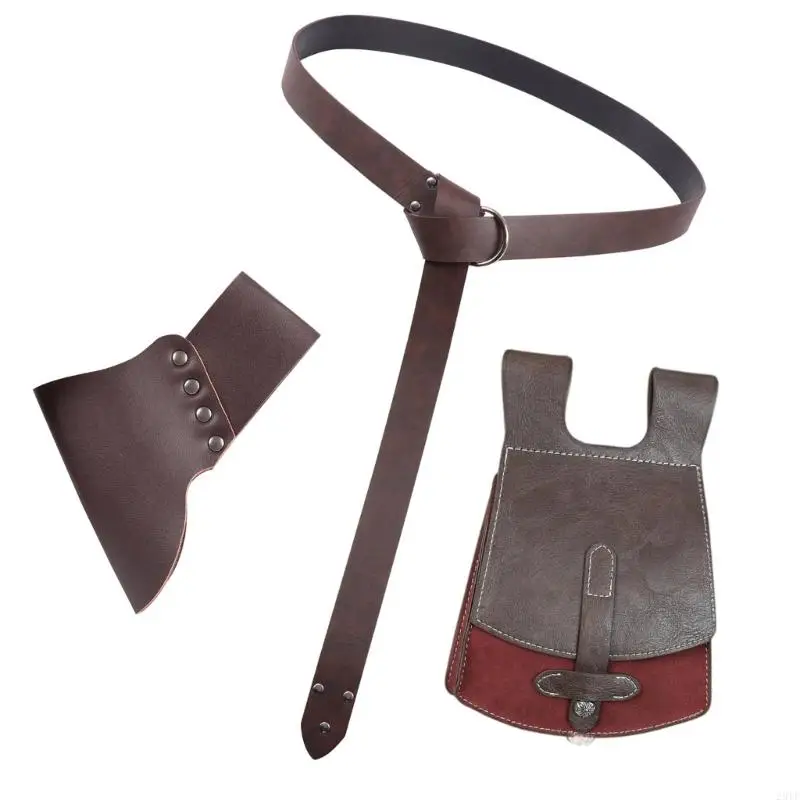 

2025 New Historical Reenactment Accessory Set Medieval PU Leather Waist Belt Bags