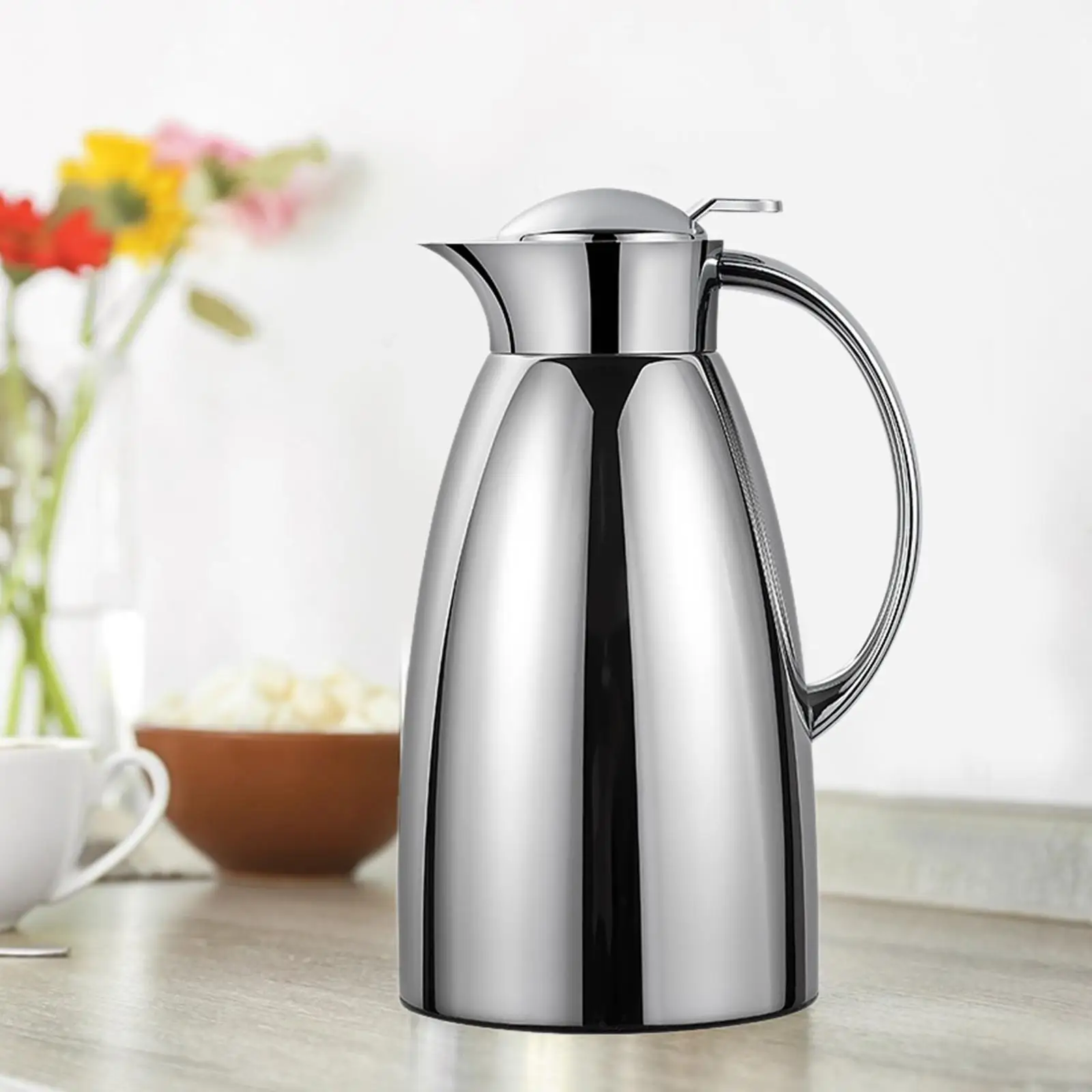 Stainless Steel Thermal Coffee Carafe 2L Drinkware Double Walled Vacuum Kettle for Beverage Lemonade Hot Liquids Milk Holiday