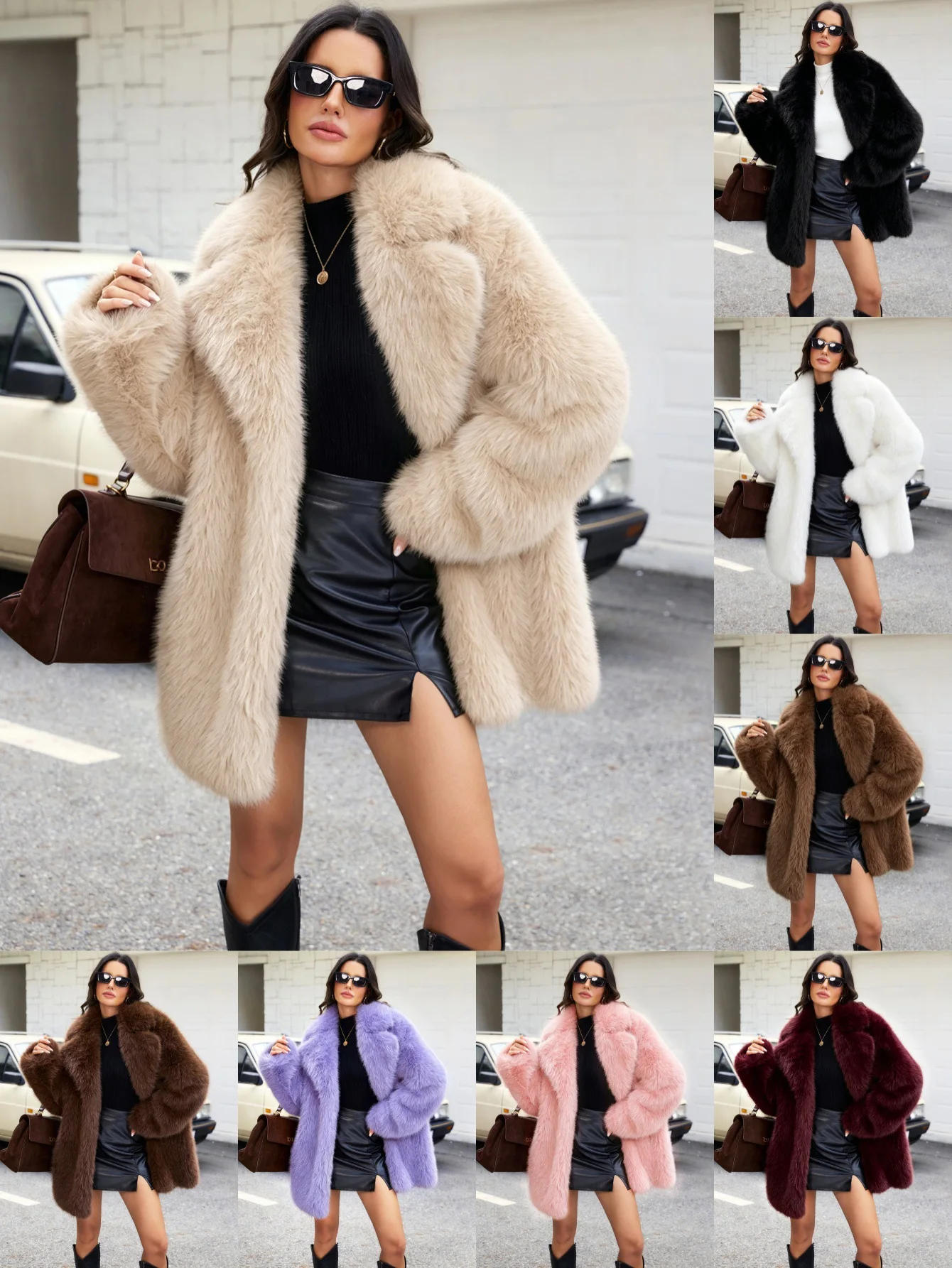 Women's Autumn Winter Faux Fur Plush Jacket Imitation Fox Fur Environmentally Friendly Soft Warm Outerwear for Ladies