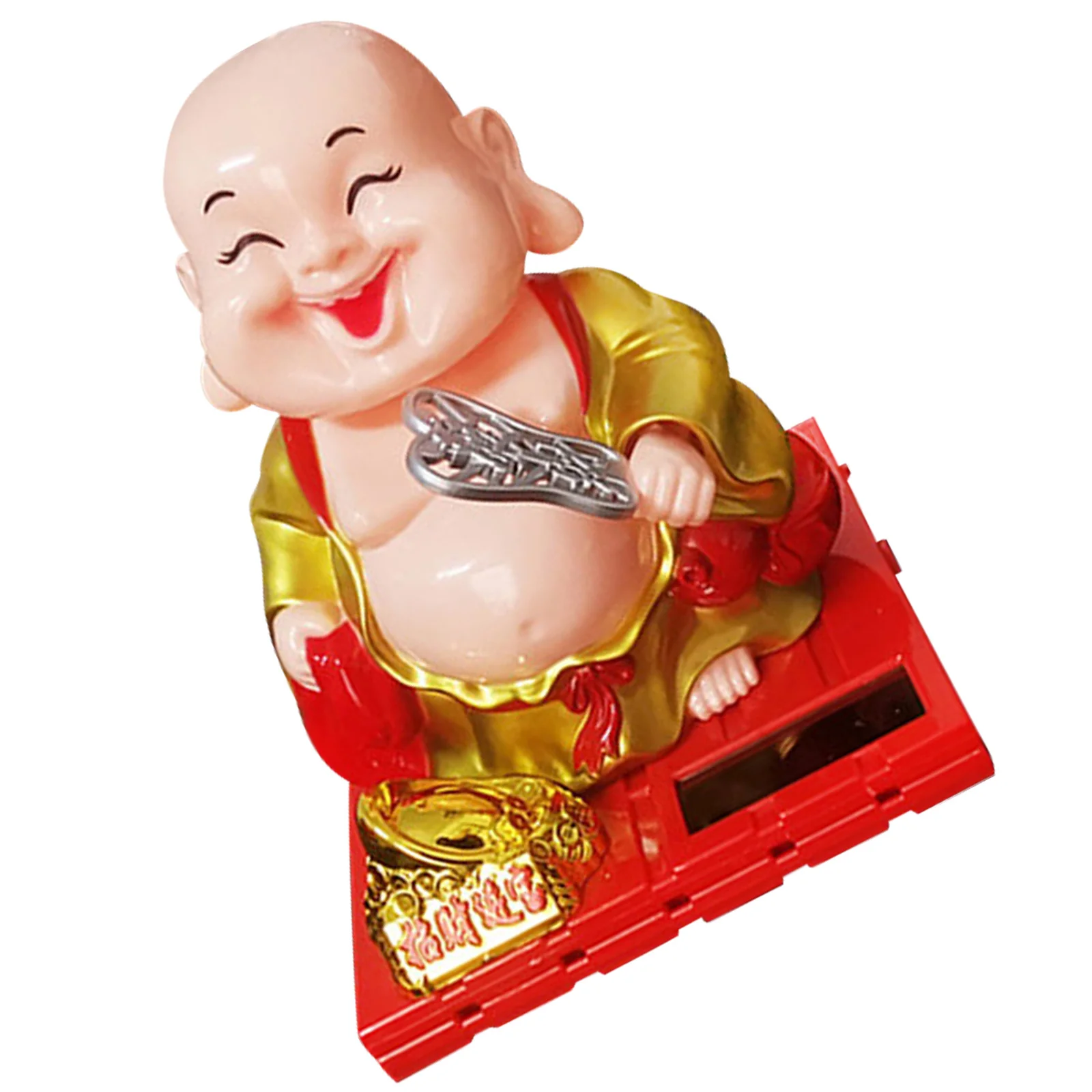 

1Pcs Maitreya Buddha Solar Fan Decoration for Car and Desk Home Use Automatic Nodding Movement Ornament Creative Chinese Culture