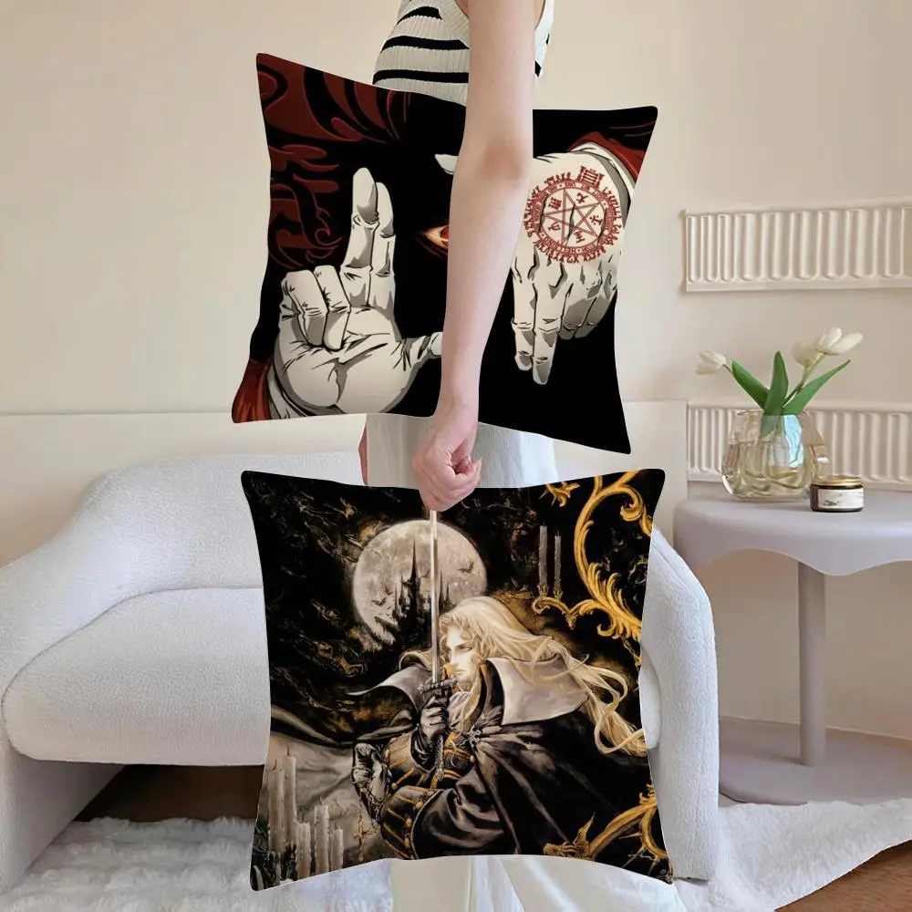Game C-Castlevania Cushion Cover Breathable Linen Pillowcase Summer Odorless Eco-Friendly Invisible Zipper Washable