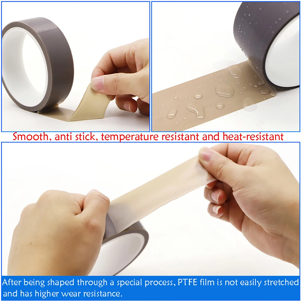10M High Temperature Resistance Tape 300℃ PTFE Film Tape Heat Insulation Single Side Adhesive Sealing Machine Waterproof Tapes 3
