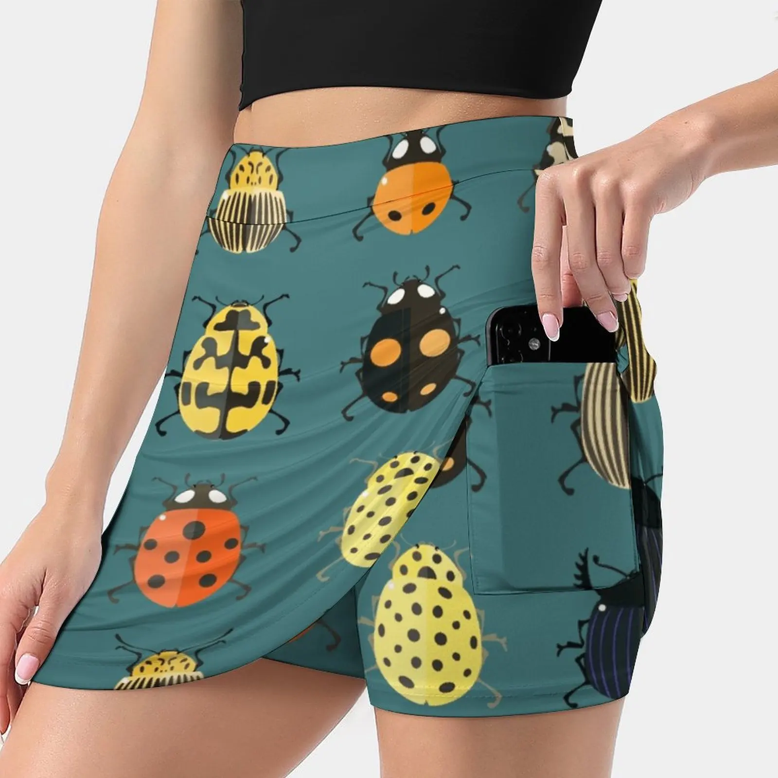 

Cute Bugs. Women's skirt With Pocket Vintage Skirt Printing A Line Skirts Summer Clothes Bug Colorado Ladybird Scarab Insect