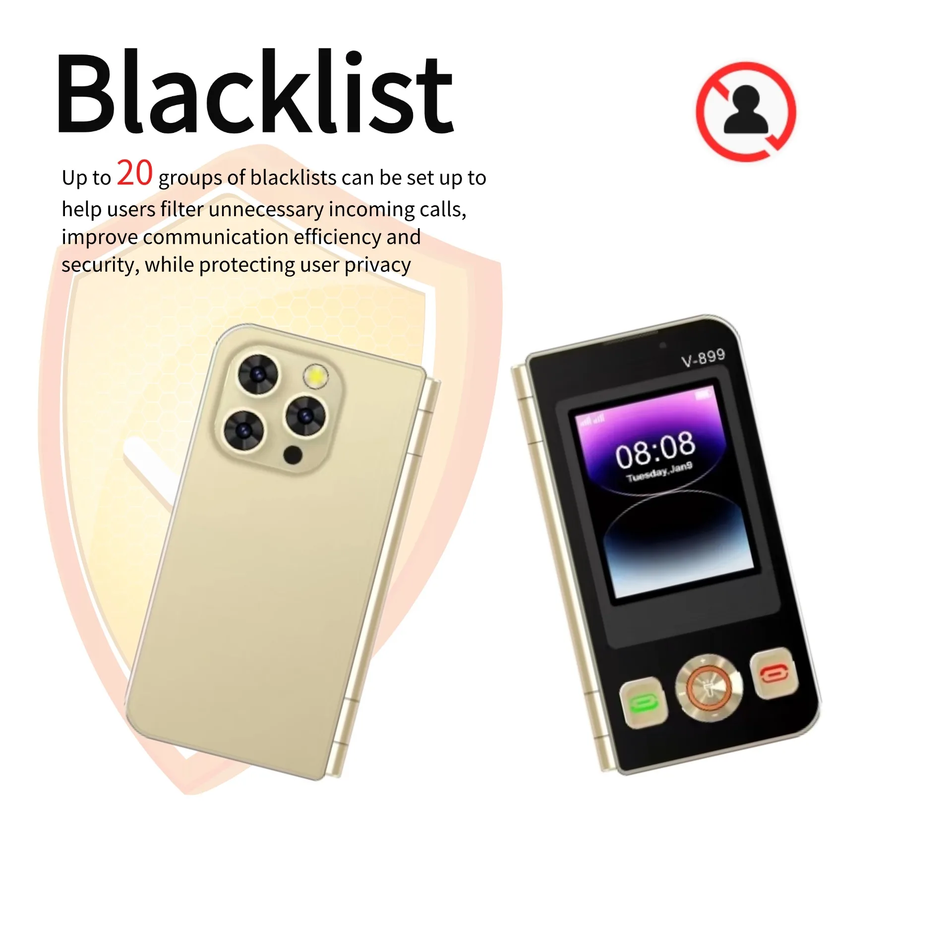 Mafam V899 Classic Folded Push Button Phone Clamshell Two Screens Torch Small Size Dual Sim Cards Pocket Senior Phone Unlocked
