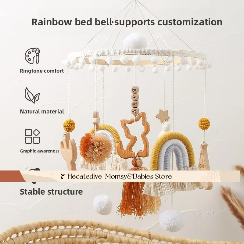 

【Must Have】Baby Rattles & Mobiles educational toy Wooden Cartoon Cat Crib Mobile​ mini decorations unique toys baby things