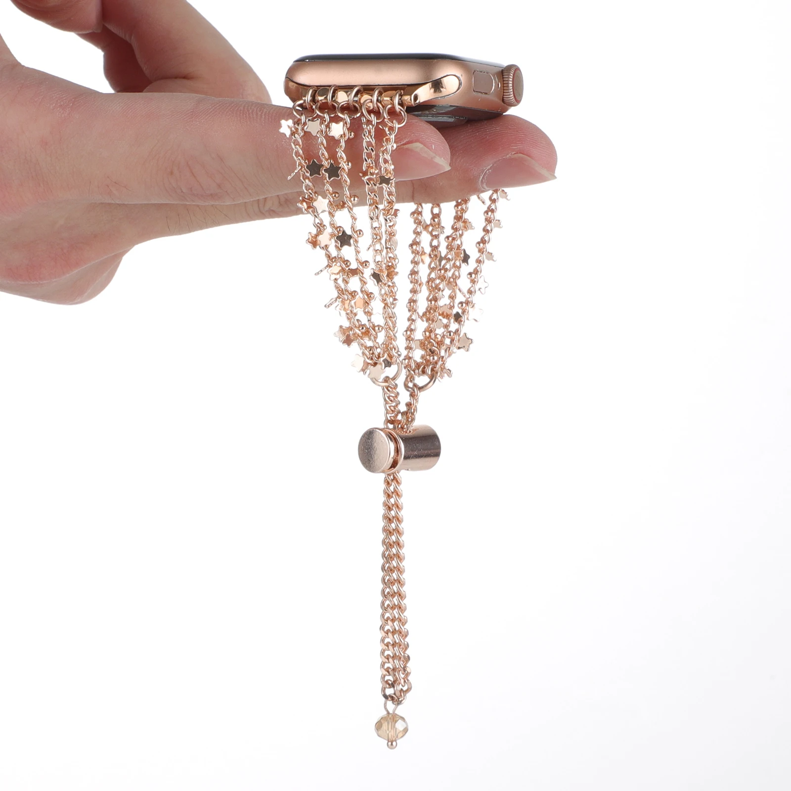 حزام معدني لسلسلة سوار ساعة أبل على شكل نجمة لساعة iwatch 87654321 SE Ultra women38 40 41 42 44 45 ملم معصم مزخرف قابل للتمدد