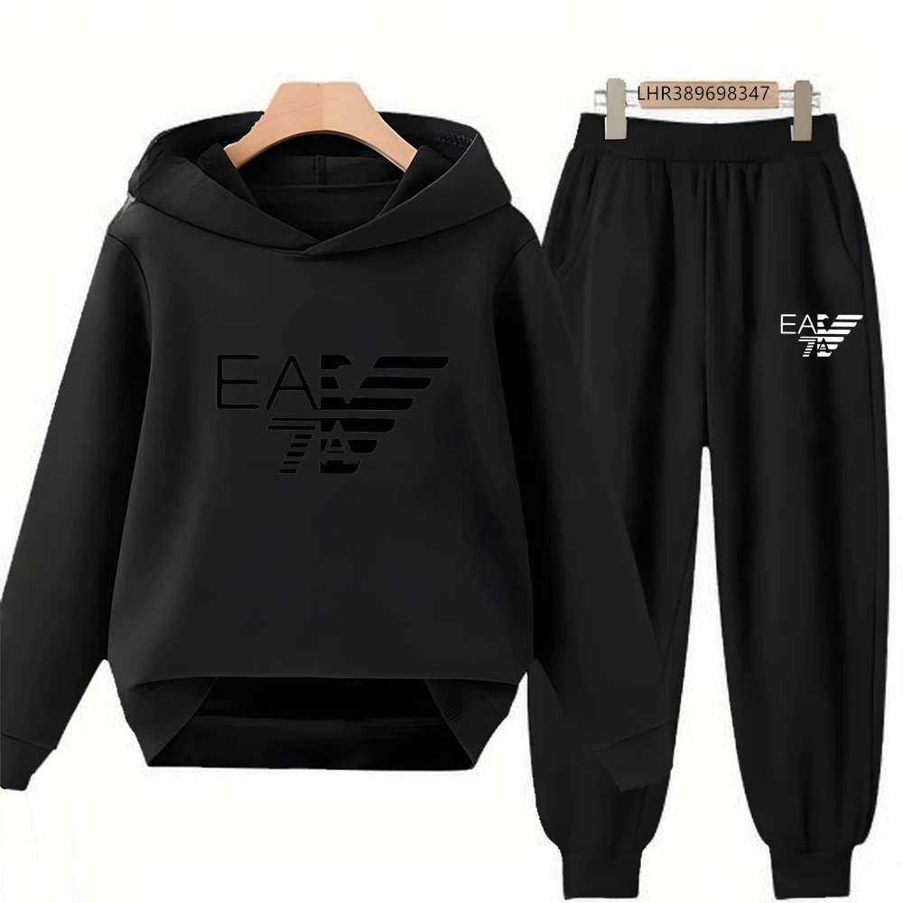 Kids Autumn Winter Hoodie Boy Girl 3-12Yrs Letter Print Clothing Casual Top+Trousers 2P Child Gift Brand Sports Coat Set