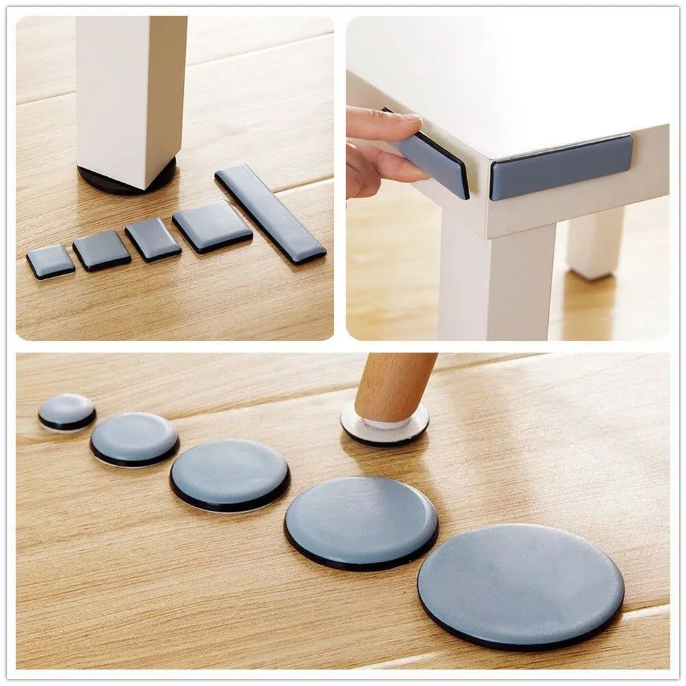 Coussinets coulissants pour pieds de meubles, meubles à déplacement facile, table de meubles, protecteur de sol, mobile, polymères de sol anti-Delhi, 4 pièces
