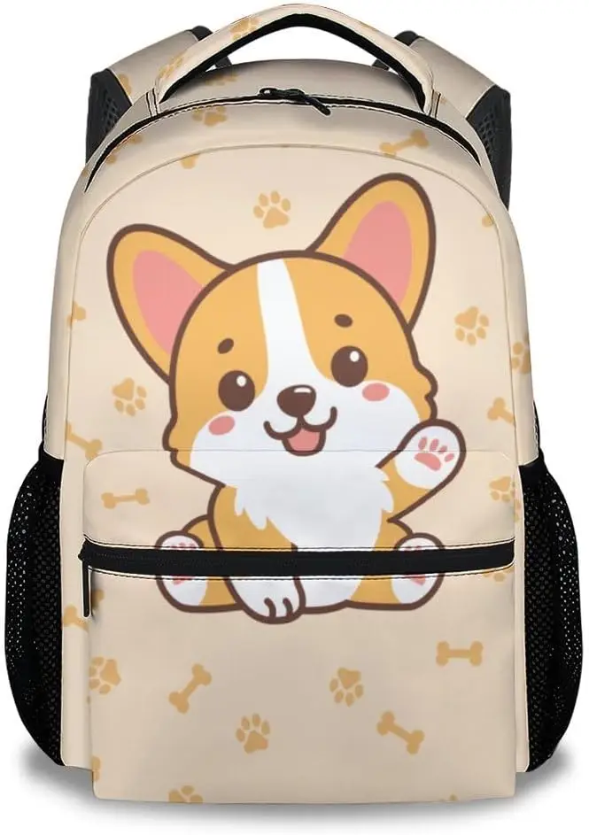 

Cute Corgi Backpack for Girls Boys, Lightweight Durable Dog Bookbag for Teens
