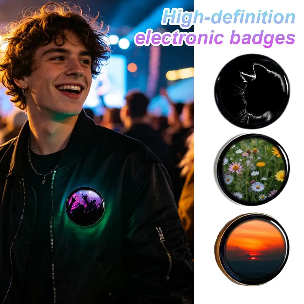 

Bluetooth 6.0 HD Dynamic E-Badge Smart Digital Pin App Control DIY GIF Video Photo Display Electronic Badge
