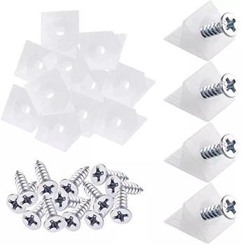 나사 포함 서랍 웨지, 하단 지지대 플라스틱 수리 캐비닛, 책꽂이 앵글 코드 브래킷 패스너, 20 개, 40 개, 60 개, 80 개