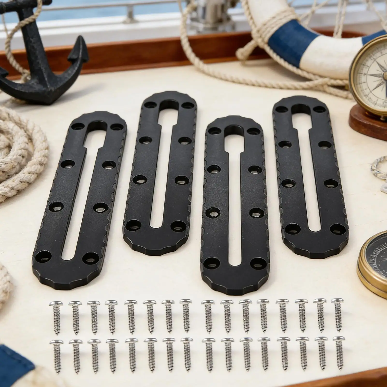 Kayak Track With Screws 4 Pieces Low Profile Multifunctional Universal Fishing Rod Holder Mount Track For Fish Finder Cup Holder
