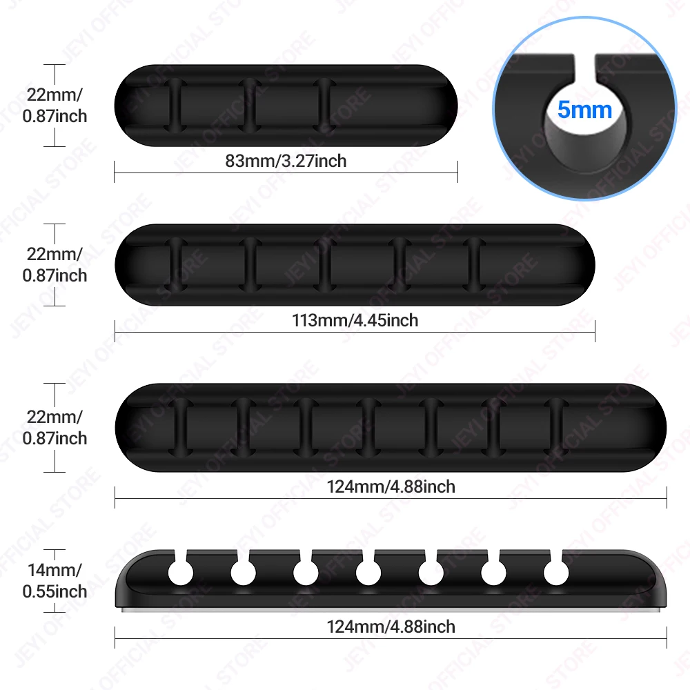 JEYI selbstklebende Kabelhalter-Clips, Kabelmanagement, Kabel-Organizer für den Schreibtisch, USB-Ladekabel, Nachttisch, Netzkabel, Mauskabel