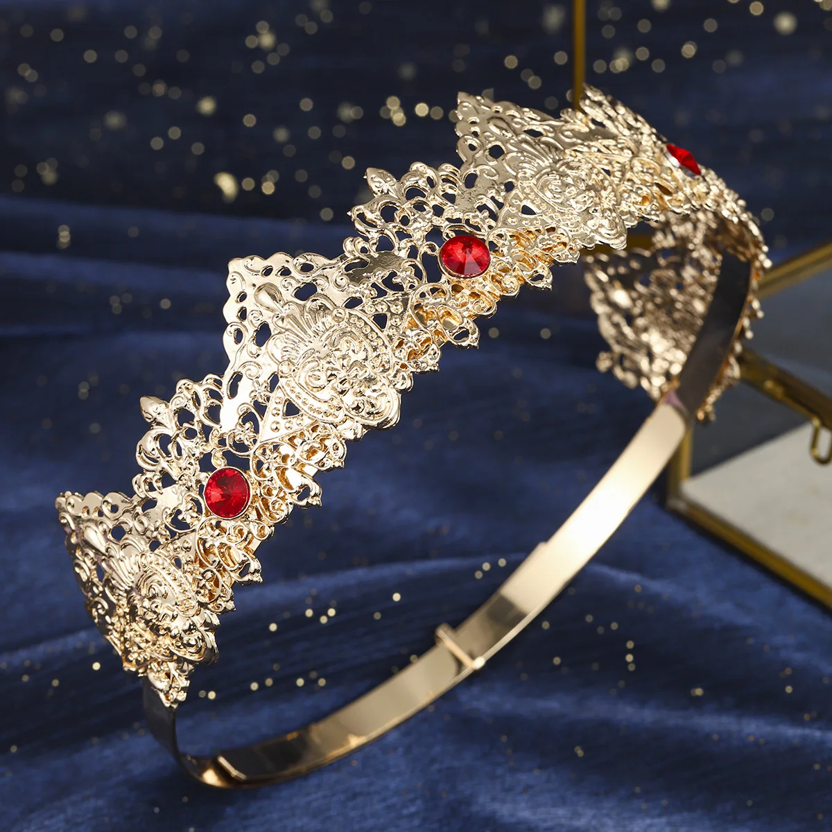 Mode Legierung Luxus Strass männer Krone Vintage Stil Exquisite Kopfschmuck Haar Zubehör Festliche Hochzeit Tiara – Detail 13