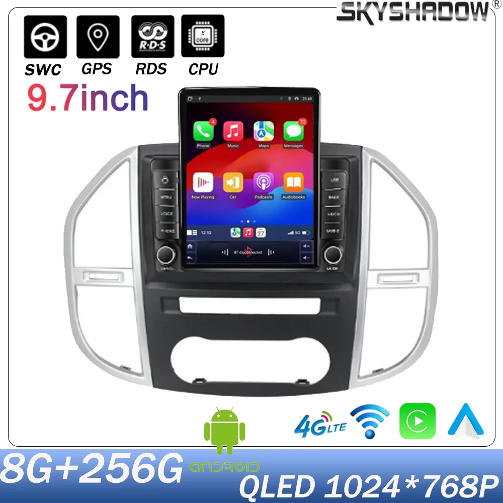 Auto Radio For Benz Vito 3 2014-2020 Navigation Android Multimedia Video  9.7‘’ Player  GPS Stereo Carplay Multimedia WiFi BT