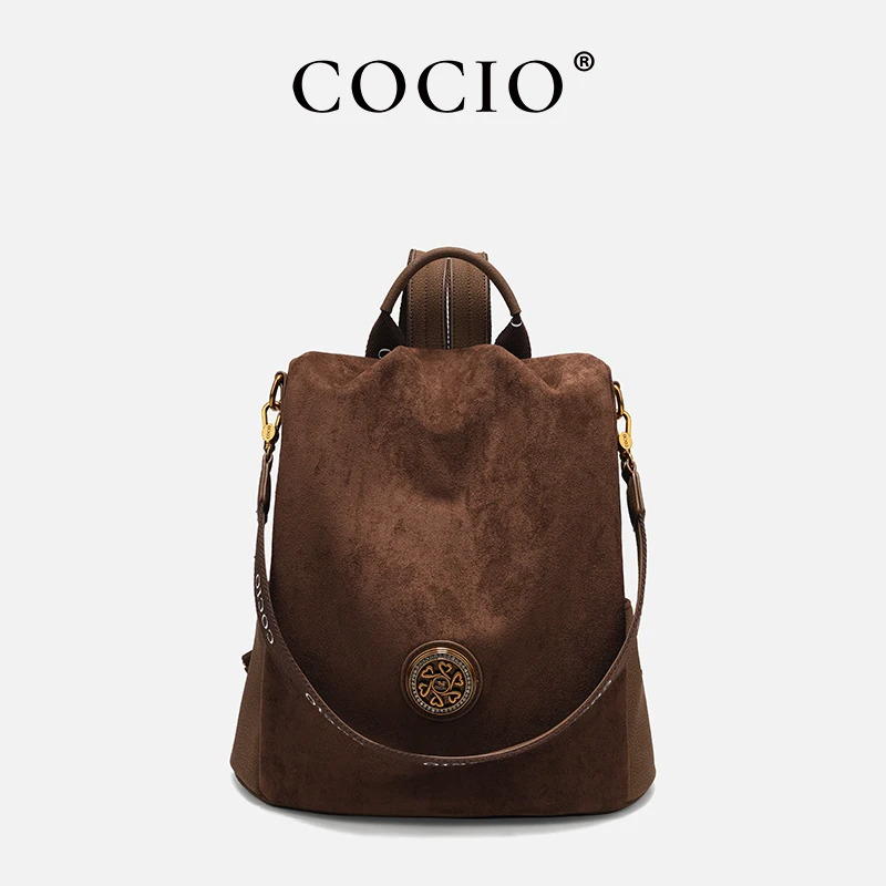 

Brown Suede Bucket Backpack сумка женская Women's bag bolsos mujer bag 2026 women bags bolsas Daily Casual Outdoor Travel