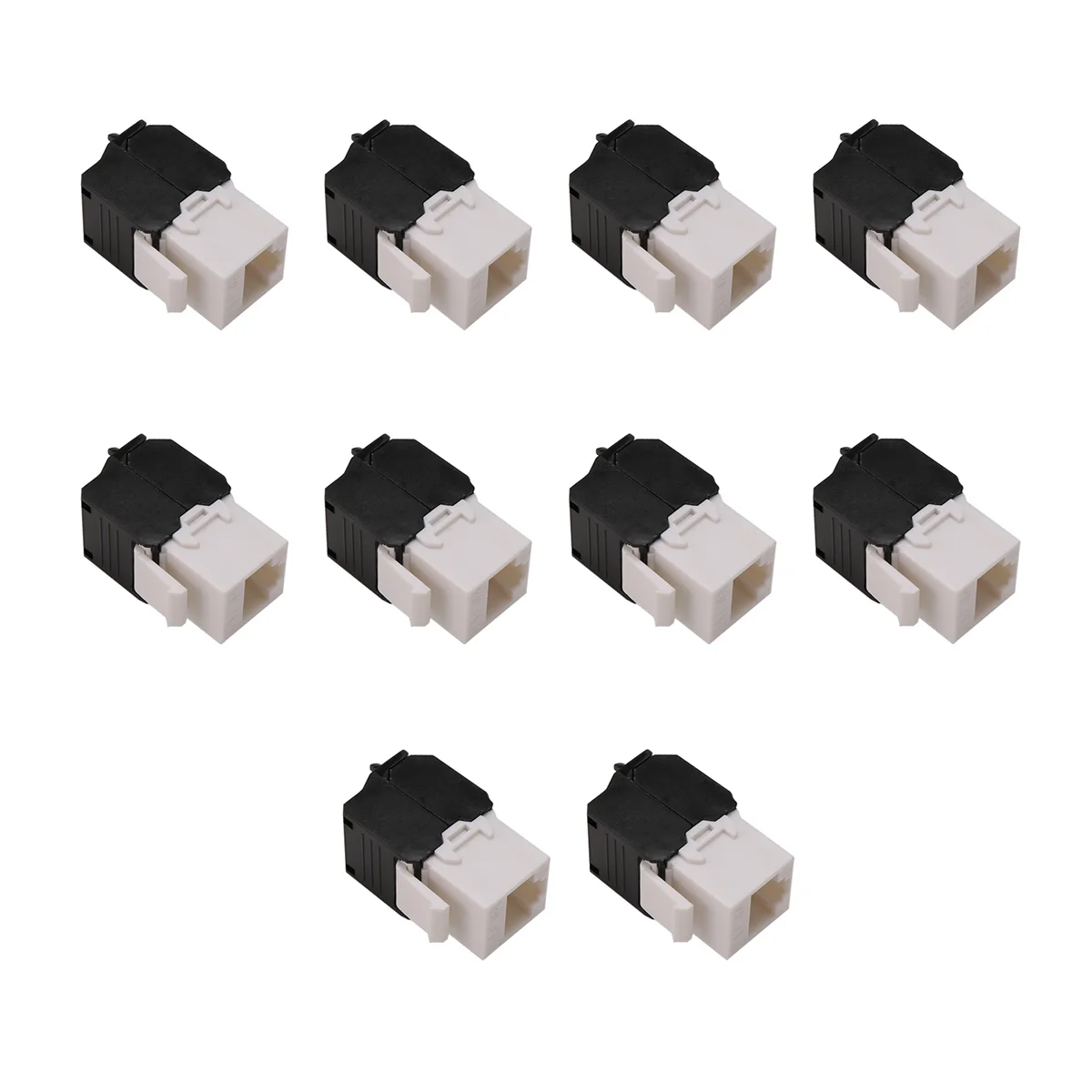 Y06A Pacote com 10 conectores Cat6A RJ45 - Compatível com Cat6 -180 graus sem ferramentas - Conector de parede Ethernet - Acoplador de rede Cat6A
