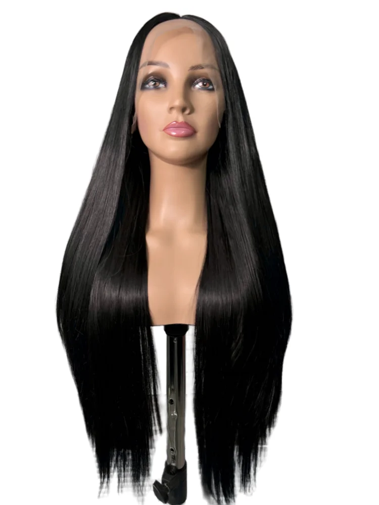 

Synthetic Lace Front Wigs Black Straight Wigs with High Quality Synthetic Hair 180Density Wigs and Good Texture