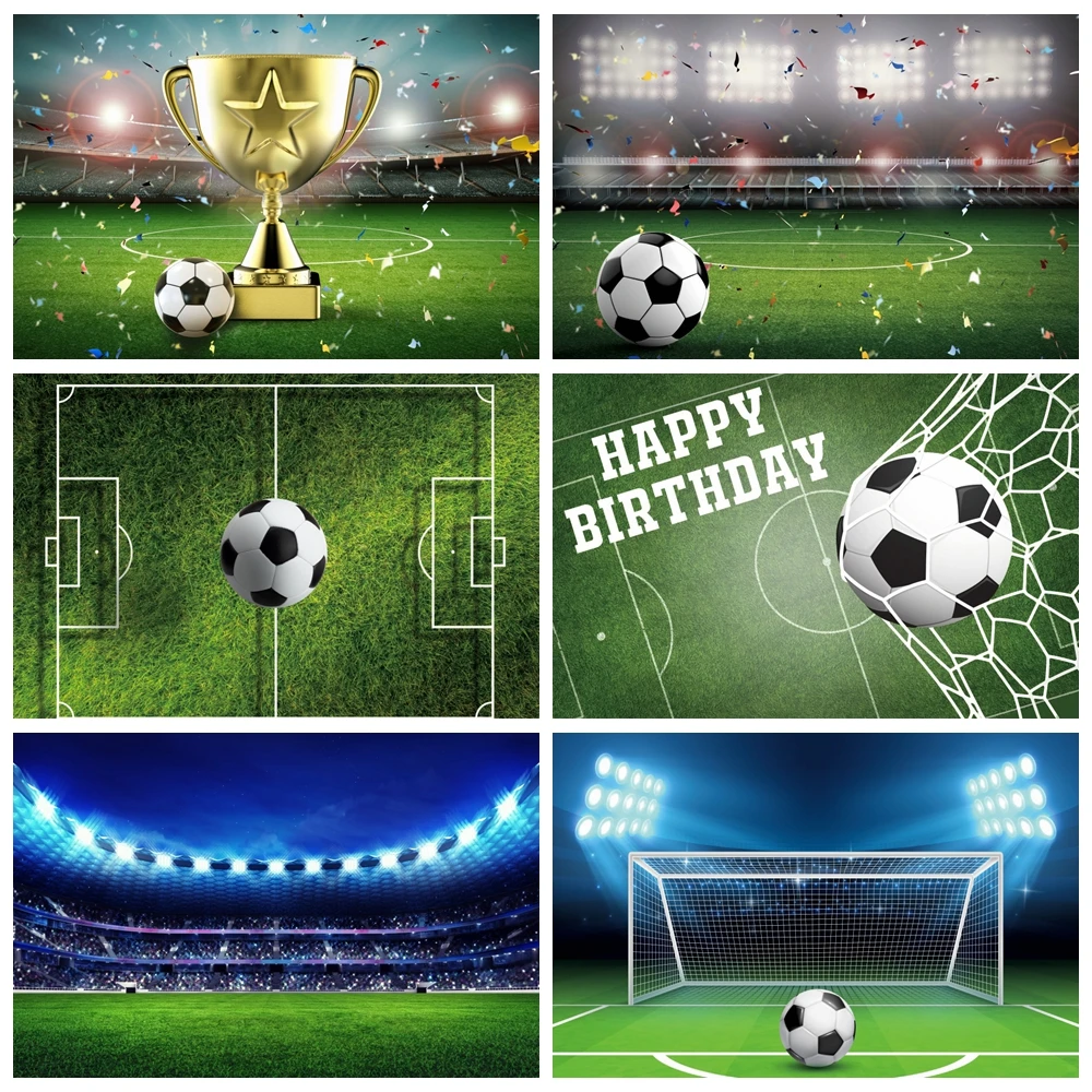 

Football Soccer Backdrop for Birthday Sport Field Grassland Madrid Stadium Themed Baby Shower Party Photography Background Decor