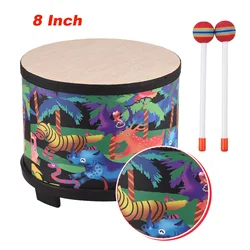 Drum Percussion Instrument 8-inch Floor Drum for Christmas Birthday Gift Bongo Floor Drums with2 Drum Mallets Musical Instrument