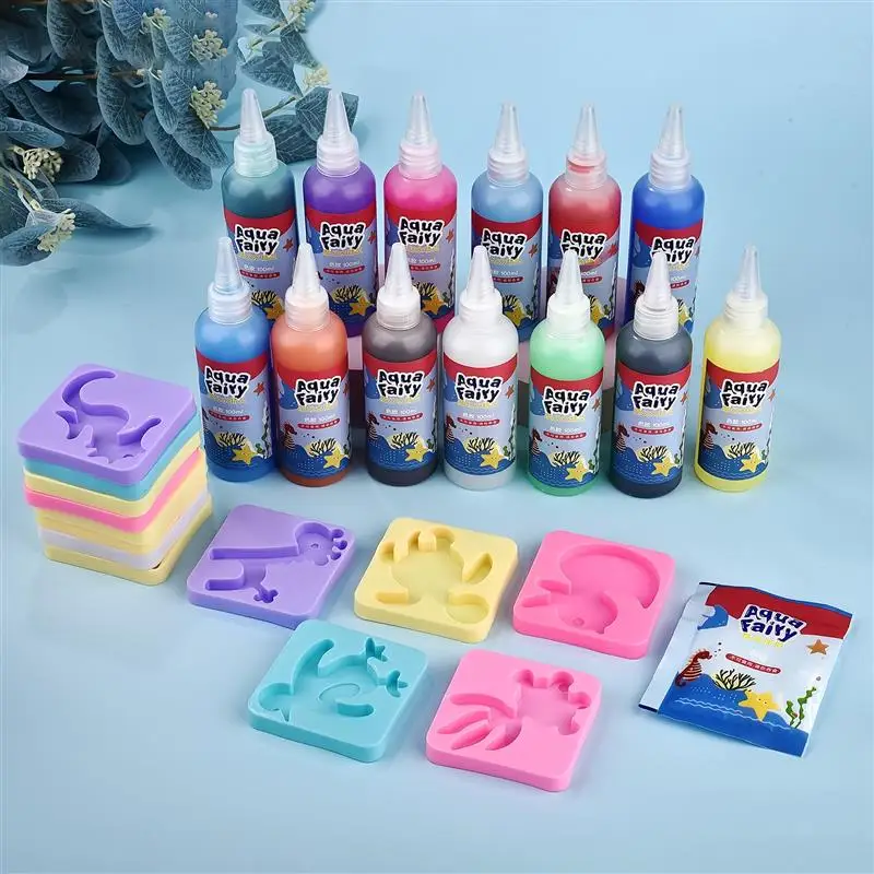 Kids Handmade DIY Craft Painting Stickers Animal Mold 3D Handmade Kits Aqua Fairy Gel Toy Set Handicraft Educational Toys Gift