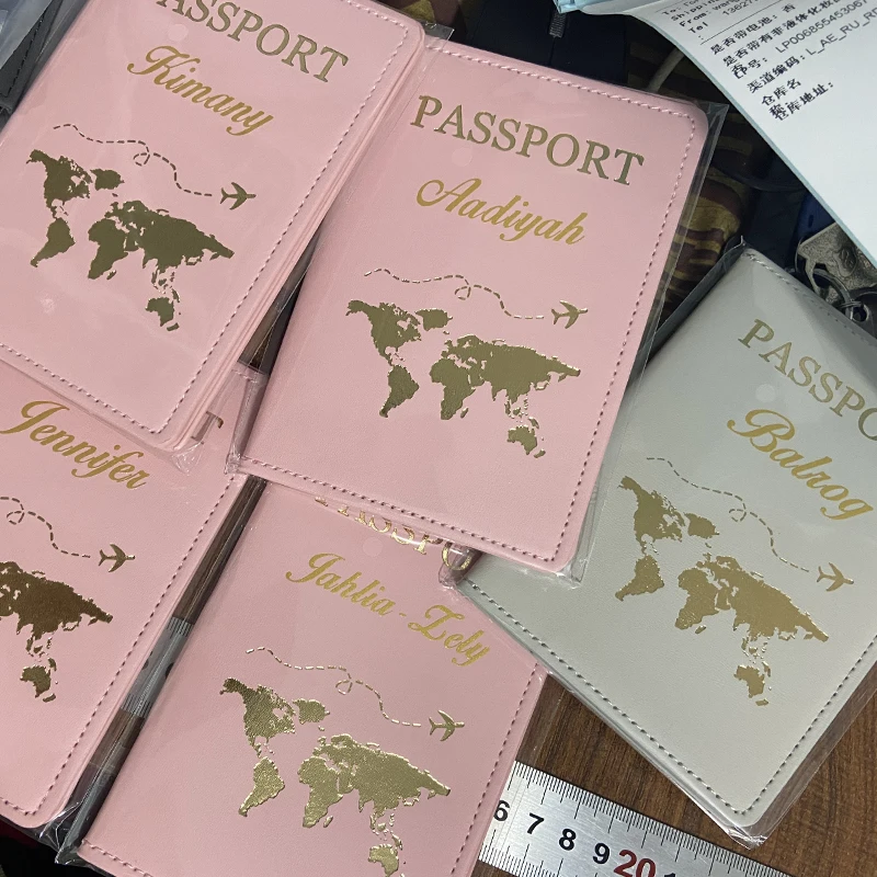 Funda de pasaporte personalizada con nombre de pasaporte, funda de corona King Queen para pasaportes, billetera de viaje de cuero Pu