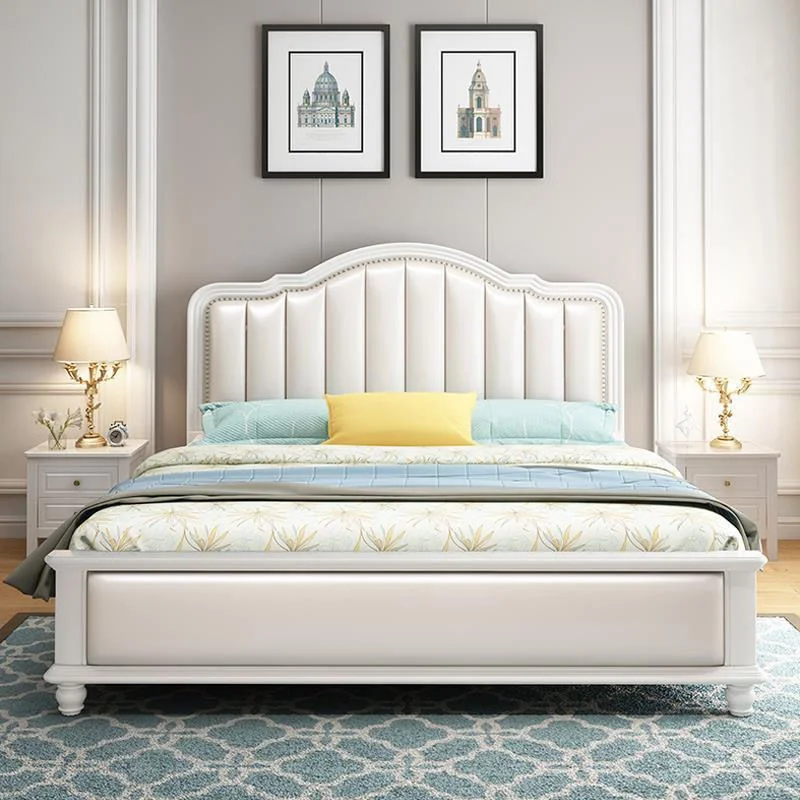 Queen European Nordic Double Bed King High End Headboard Frame Double Bed Modern Storage Letti Matrimoniali home furniture