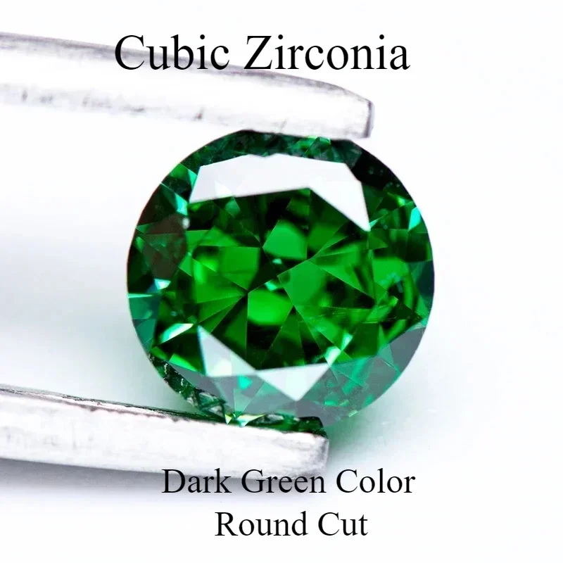 

Cubic Zirconia Stone Round Shape Dark Green Color 4k Crushed Ice Cut Loose Synthetic Cz Gemstone For DIY Women Jewelry Making