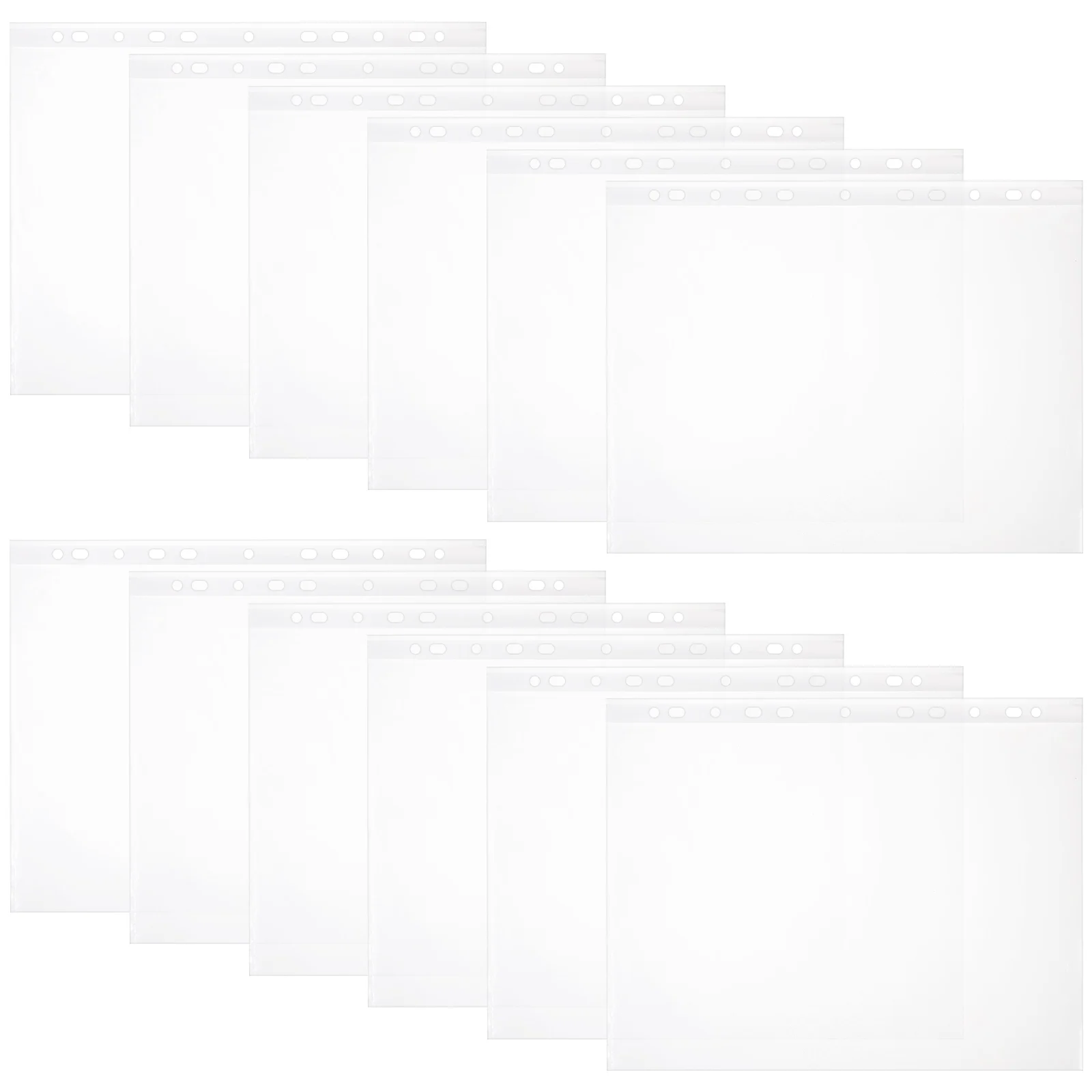 100Pcs Clear Page Protectors Loose Leaf File Bags Transparent File Bags A4 File Folders Book Binder Sheet Sleeves
