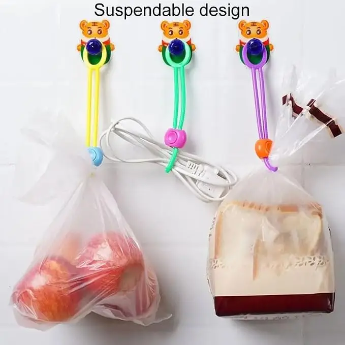5 Pcs Food Bag Sealing Clips, Colorful Sliding Bag Sealer Clips, Reusable Food Storage Sealers for Kitchen, Snacks and Pantry